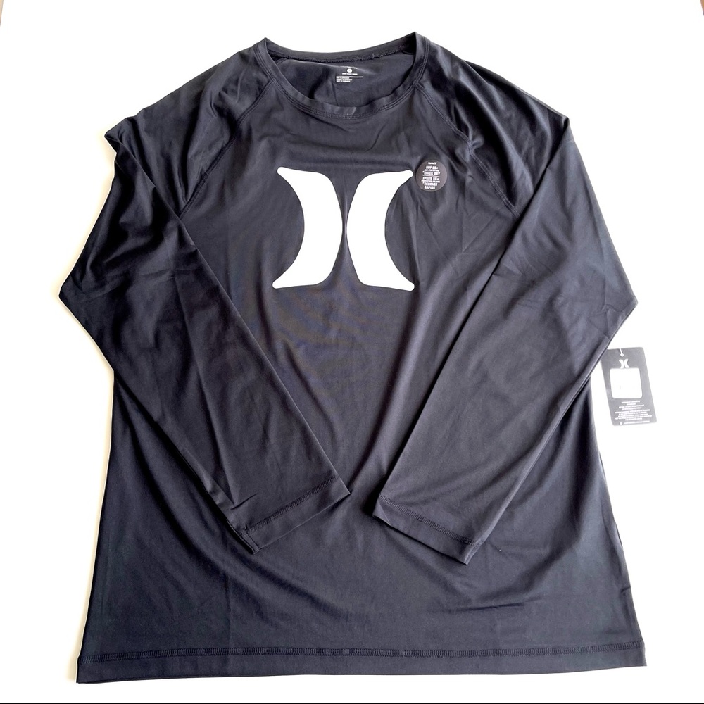 Hurley Men’s SPF 50 long sleeve rashguard - BLACK